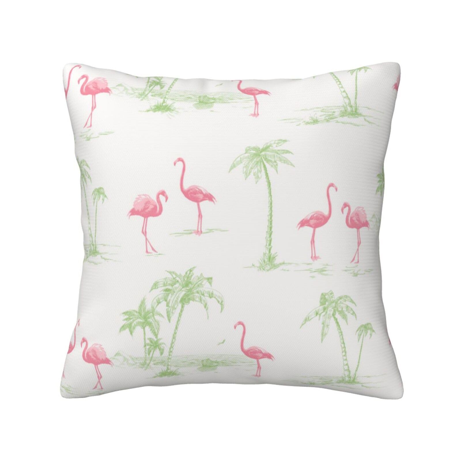 FFSHKOWE Pink Flamingos Decorative Throw Pillow Cover Double-Sided Printed Cushion Cover for Sofa Couch Bed Chair 45 x 45cm