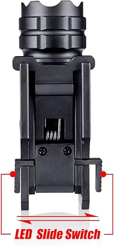 Miniatura 7 de Linterna táctica LED de 400 yardas montada en riel táctico con liberación rápida, se adapta a Glock Taurus Ruger Springfield H&K S&W