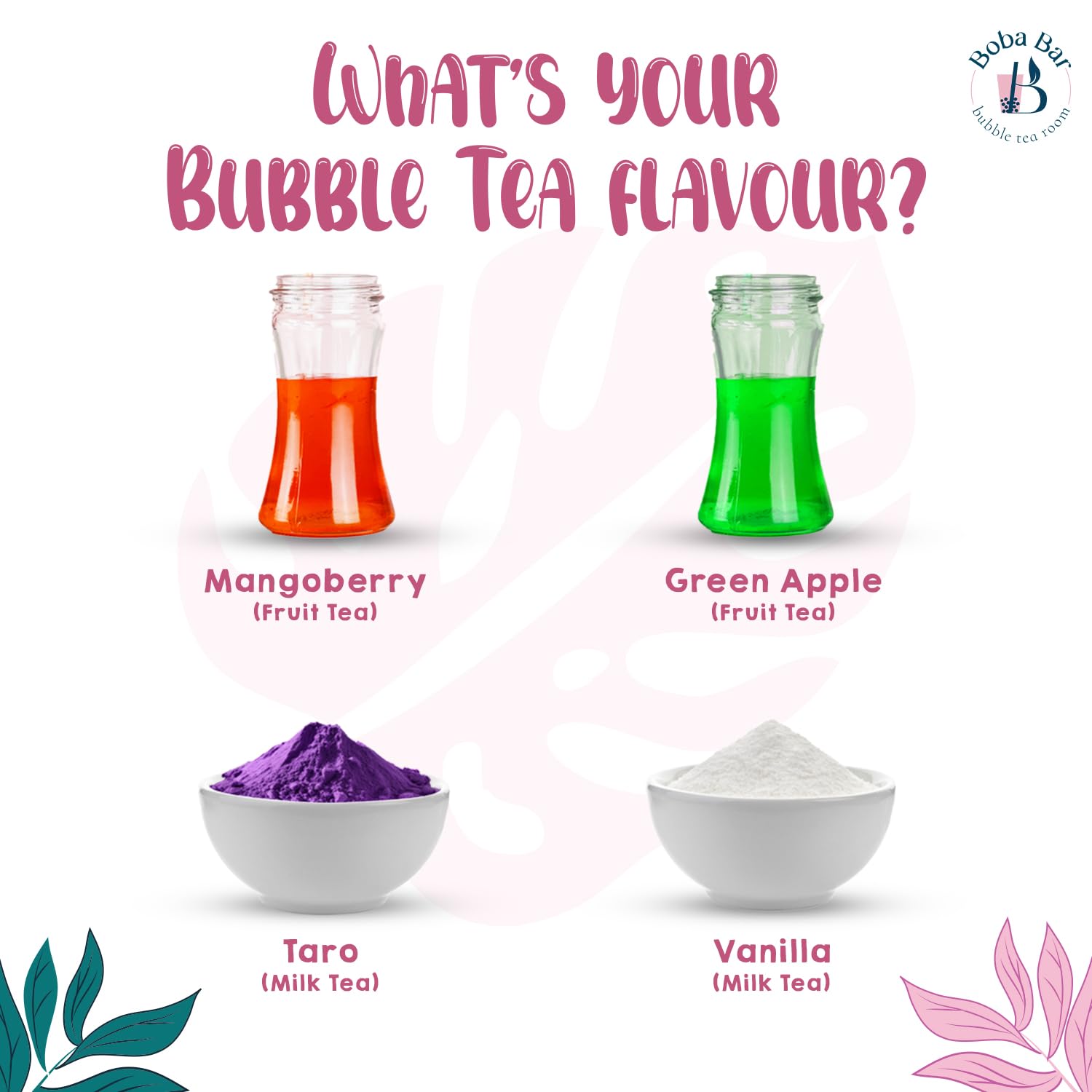 Coral Reef Kit de Té de Burbujas Mixtas 4 Porciones con Sabores de Té, Coberturas de Boba y Gelatina, Perlas de Tapioca