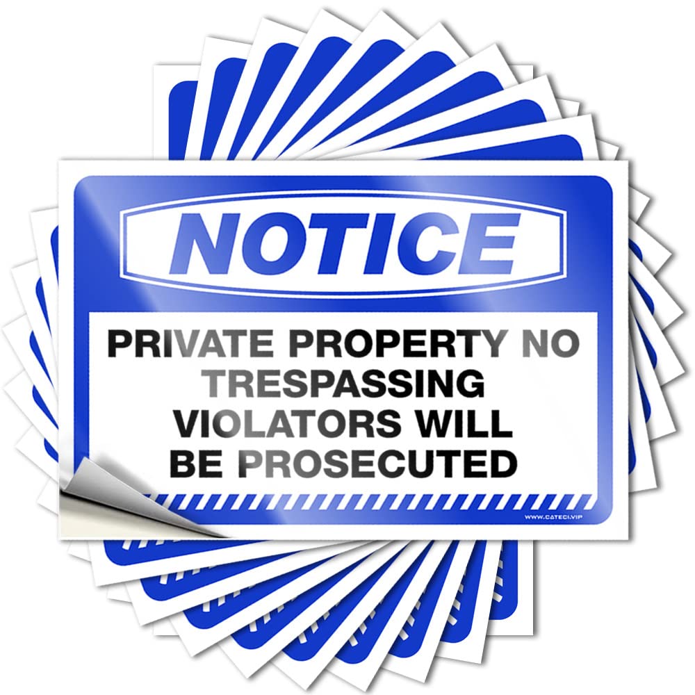 Stickers for Car Notice Private Property No Trespassing Violators Will Be Prosecuted Stickers 10 Pcs Funny Stickers for Cars Car Stickers for Windows(12X18CM)