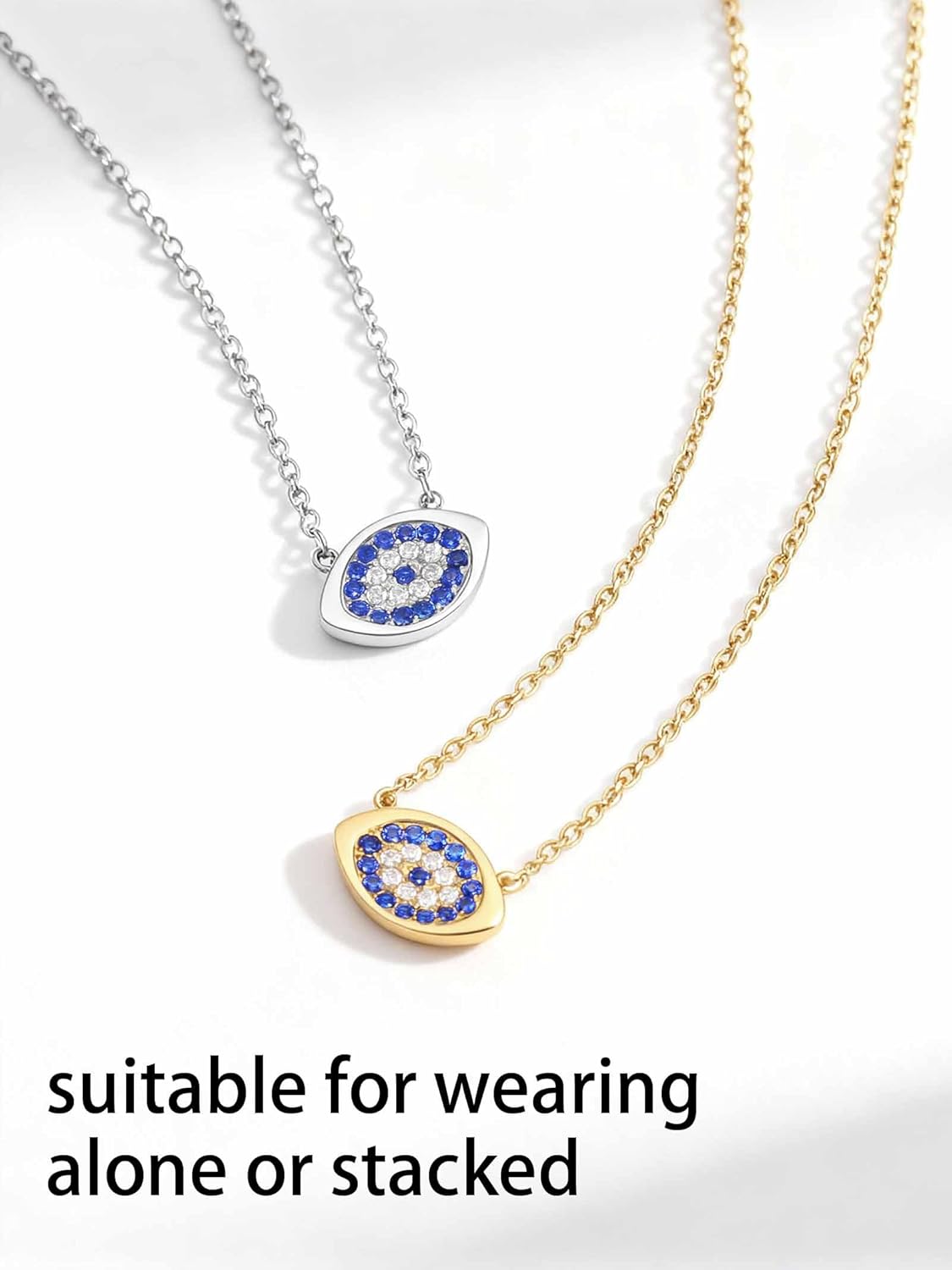 Dainty Stainless Steel Cubic Zirconia Round/Eye Pendant Necklace for Women Pave Necklaces Fashion Jewelry - Image 3