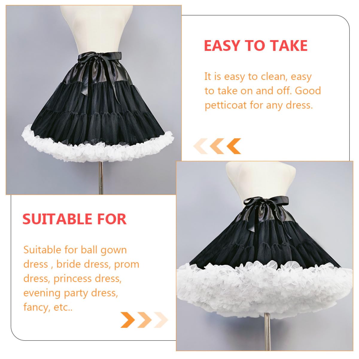 Weißer Damen Tüllrock Unterrock aus Gauze mit Faltenfreiem Design und Ball für Festliche Anlässe und Lolita Stil