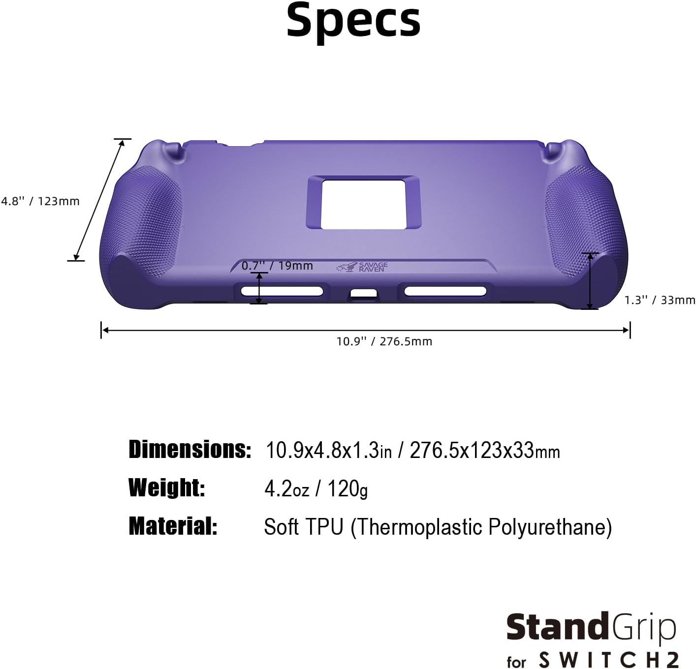 by Skull & Co. StandGrip for Nintendo Switch 2 : A Soft Protective Case with Textured Grips Full Protection and Stand, Shock-Absorption Non-Slip and Anti-Scratch Cover - Smoky Black - Image 8