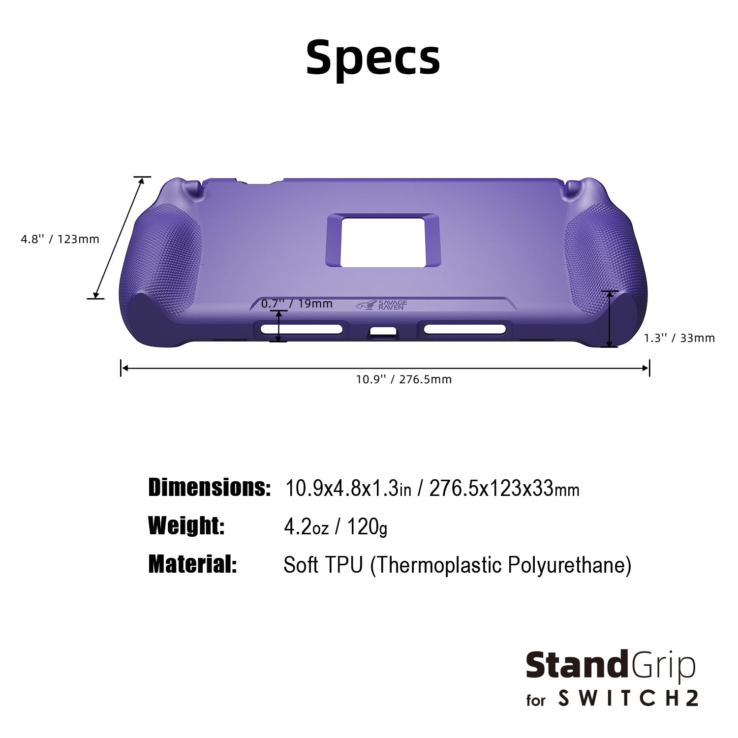 Savage Raven by Skull & Co. StandGrip for Nintendo Switch 2: A Soft Protective Case with Textured Grips Full Protection and Stand, Shock-Absorption Non-Slip and Anti-Scratch Cover Design- Jet Black