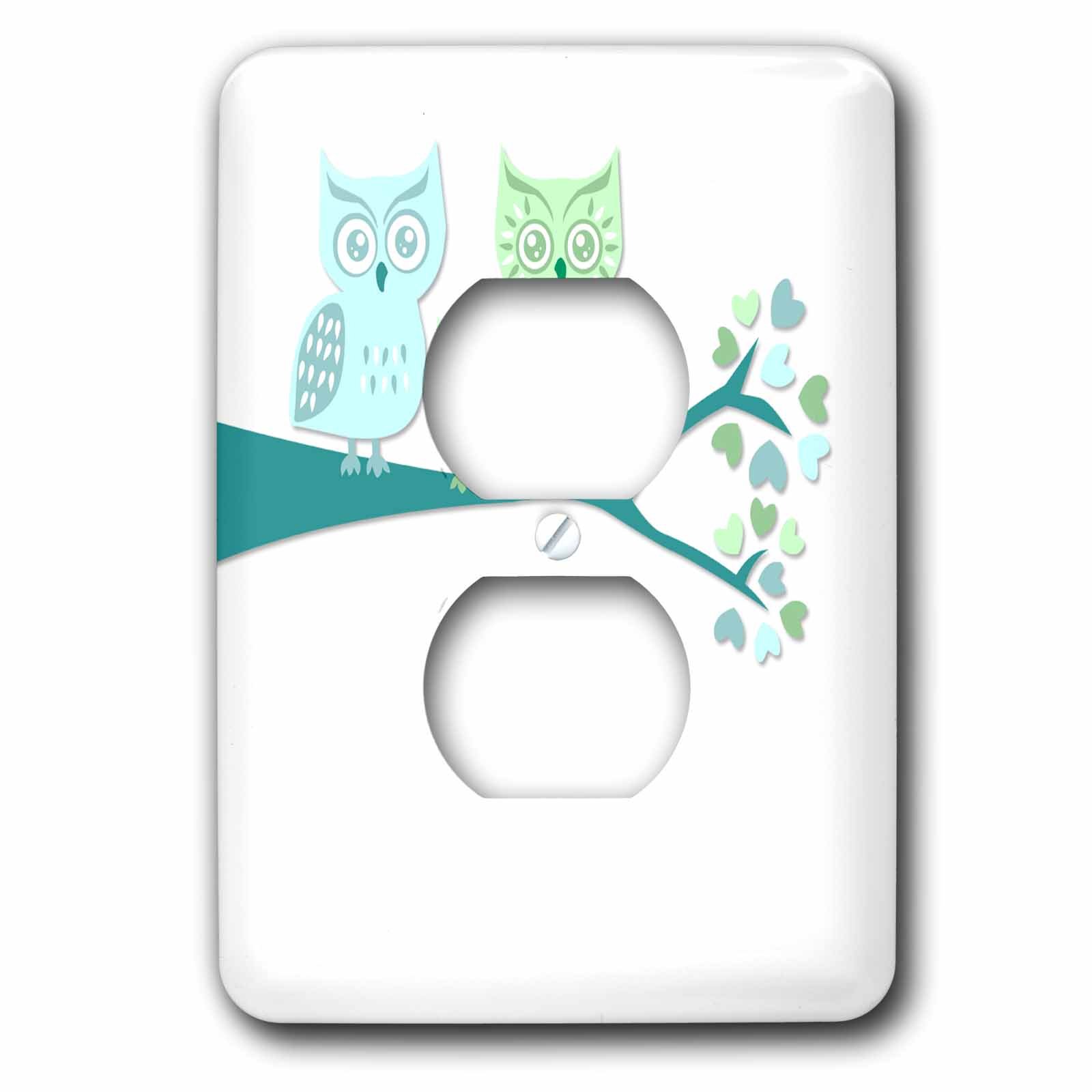 Plaque pour 2 prises famille de chouettes décor mural chambre d'enfant