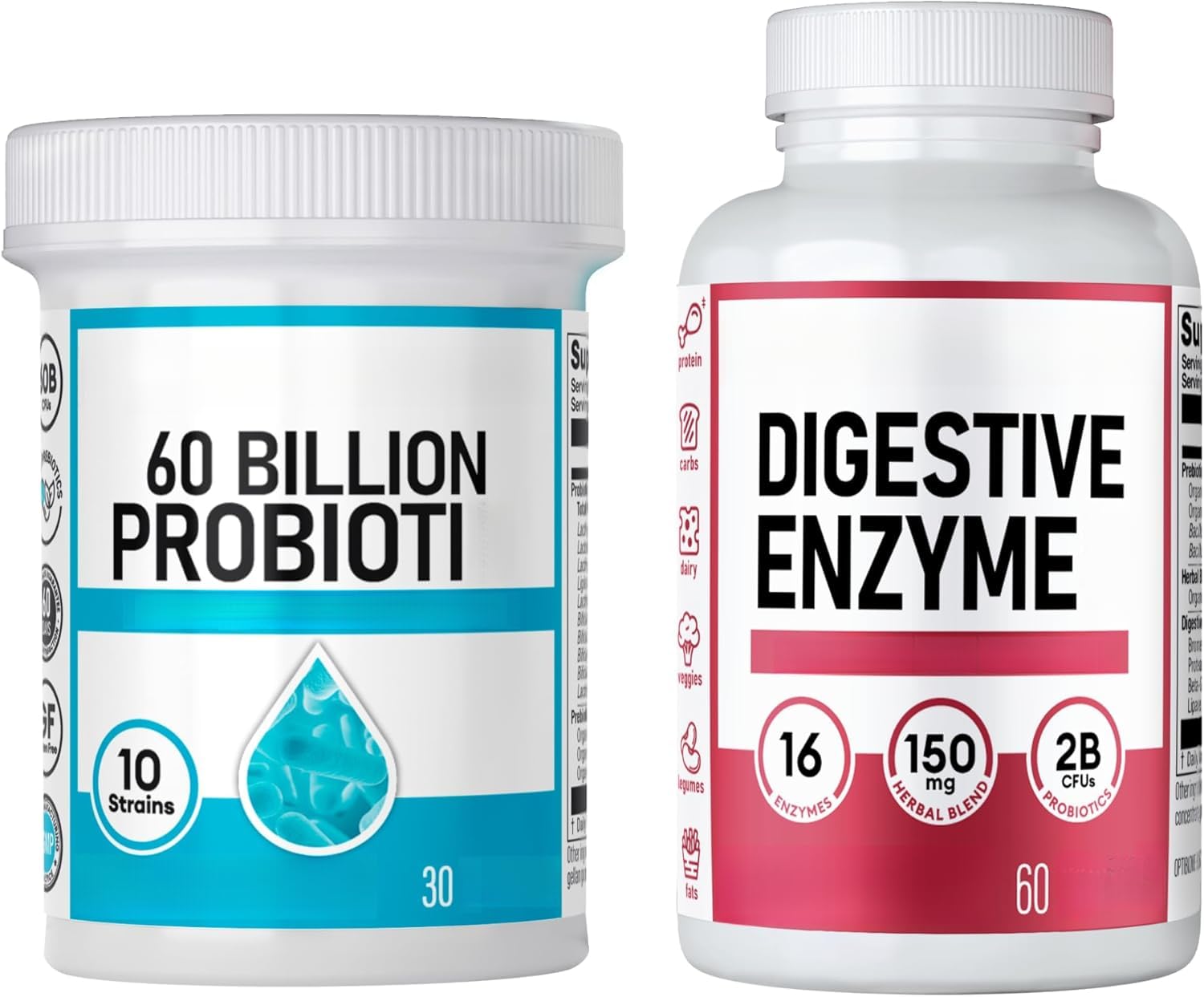Probiotique；Enzyme digestive ， Aide à la santé intestinale | favorise une digestion douce, soulage les ballonnements et les gaz et favorise l'absorption des nutriments