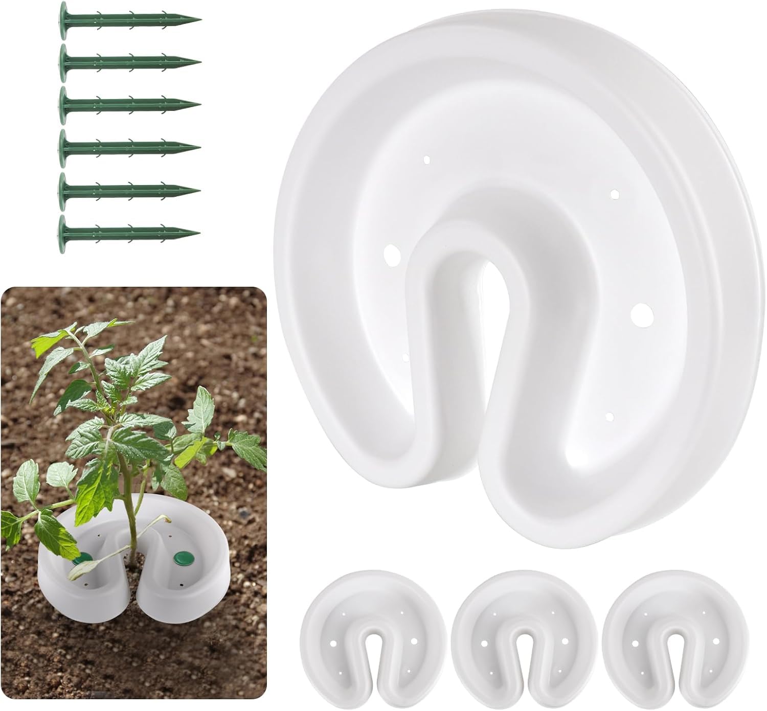 ChickVilla Tomato Automator Tray Plant Cages Supports (White-3PC)