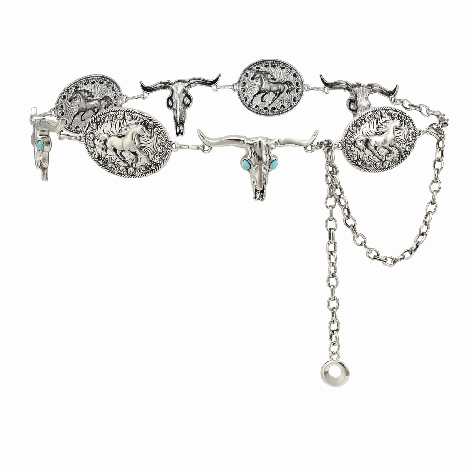 Western Metal Concho Belt for Women Cowgirl Chain Waist Belts for Dresses Jeans Country Concert Outfit