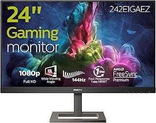 PHILIPS Gaming 242E1GAEZ - 24 inch FHD Monitor, 144 Hz, 1ms, VA, AMD FreeSync, Height Adjust, Speakers (1920 x 1080, 350 cd/m², HDMI/DP)