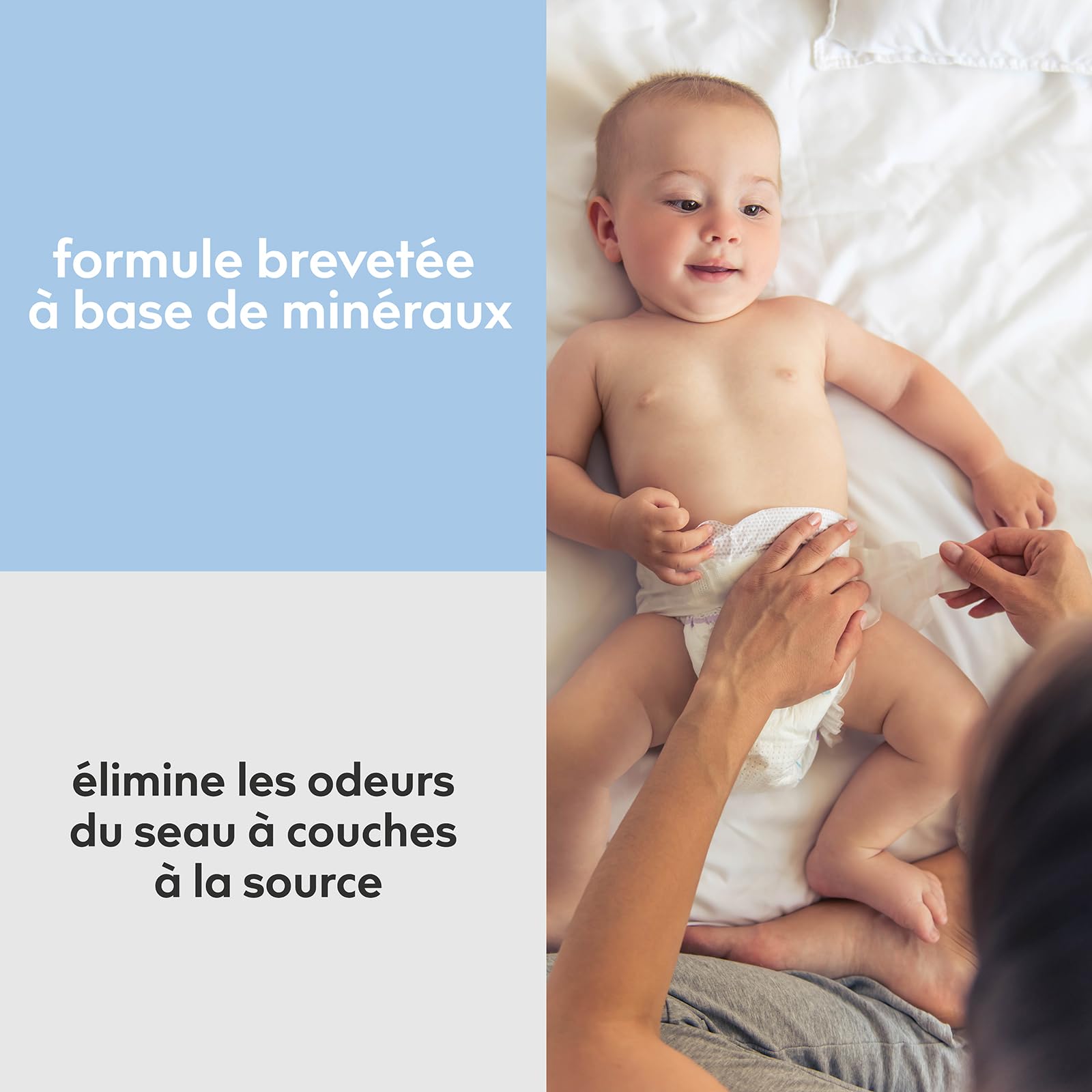 Spray Anti-Odeur Poubelle à Couches, Sans parfum, 266ml | Formule minérale, Sûr pour bébés et animaux, Élimine les odeurs des poubelles à couches, tables à langer
