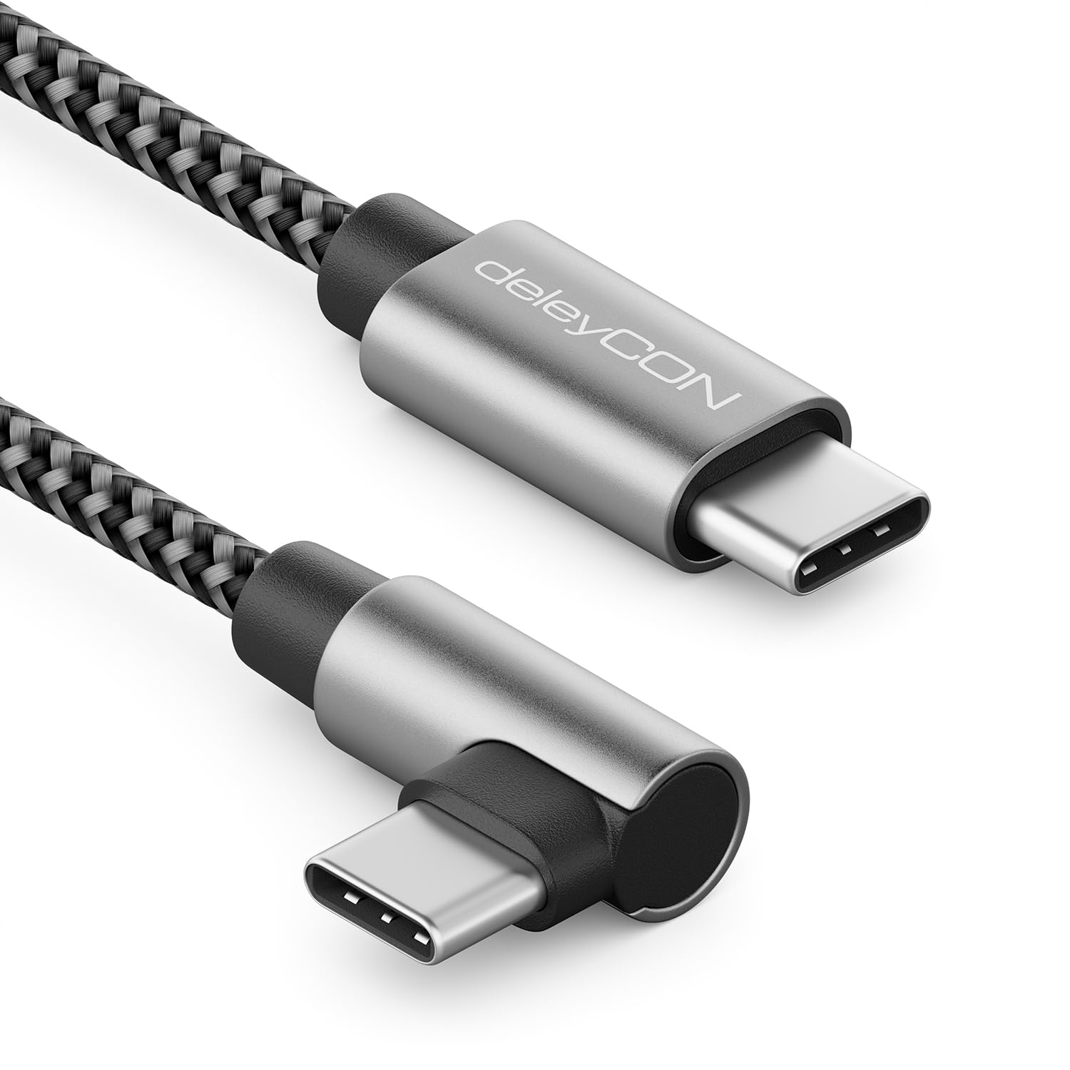 deleyCON 1m Cavo USB C 1x 90° Angolato PD3.0 (Ricarica Rapida 60W) Cavo di Ricarica USB-C a USB-C per iPhone 16 15 Pro Max Samsung S24 S23 S22 Pixel iPad Pro MacBook Air Tablets Switch PS5