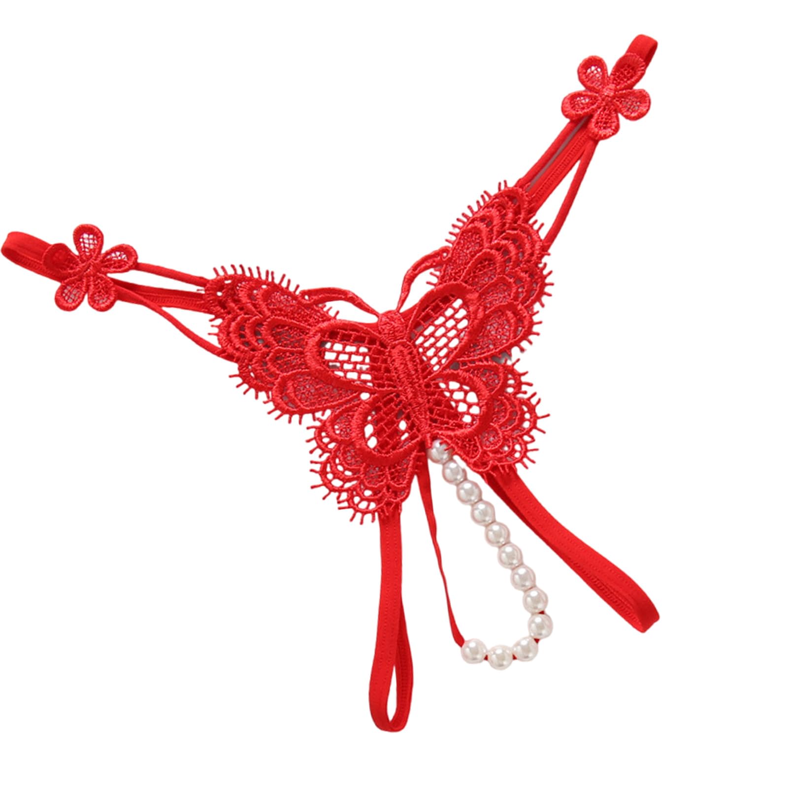 ljhnba Calzoncillos de Talle bajo, Tanga con Cuentas y Bordado - Red