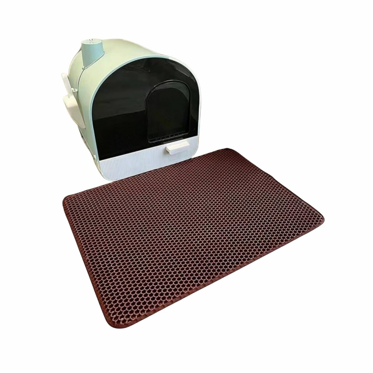 Xisnuient Brown Upgraded Double Layer Cat Litter Box Mat Thickened Wear-Resistant With Velcro Removable Litter Tray Rugs Eva Material Honeycomb Design Trapping Mat Top Choice For Cat Lovers (, 45X60 Cm)