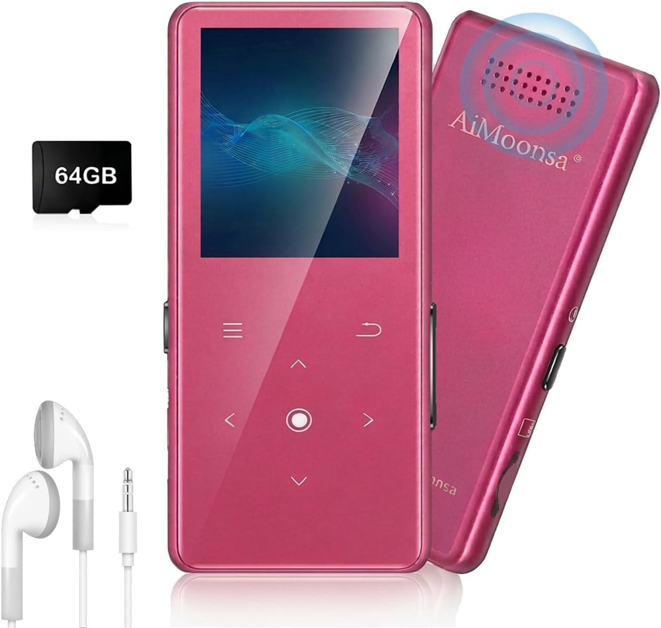 Photo 1 of 64GB MP3 Player with Bluetooth 5.2, Music Player with Built-in HD Speaker, FM Radio, Voice Recorder, HiFi Sound, E-Book Function, Rose Red