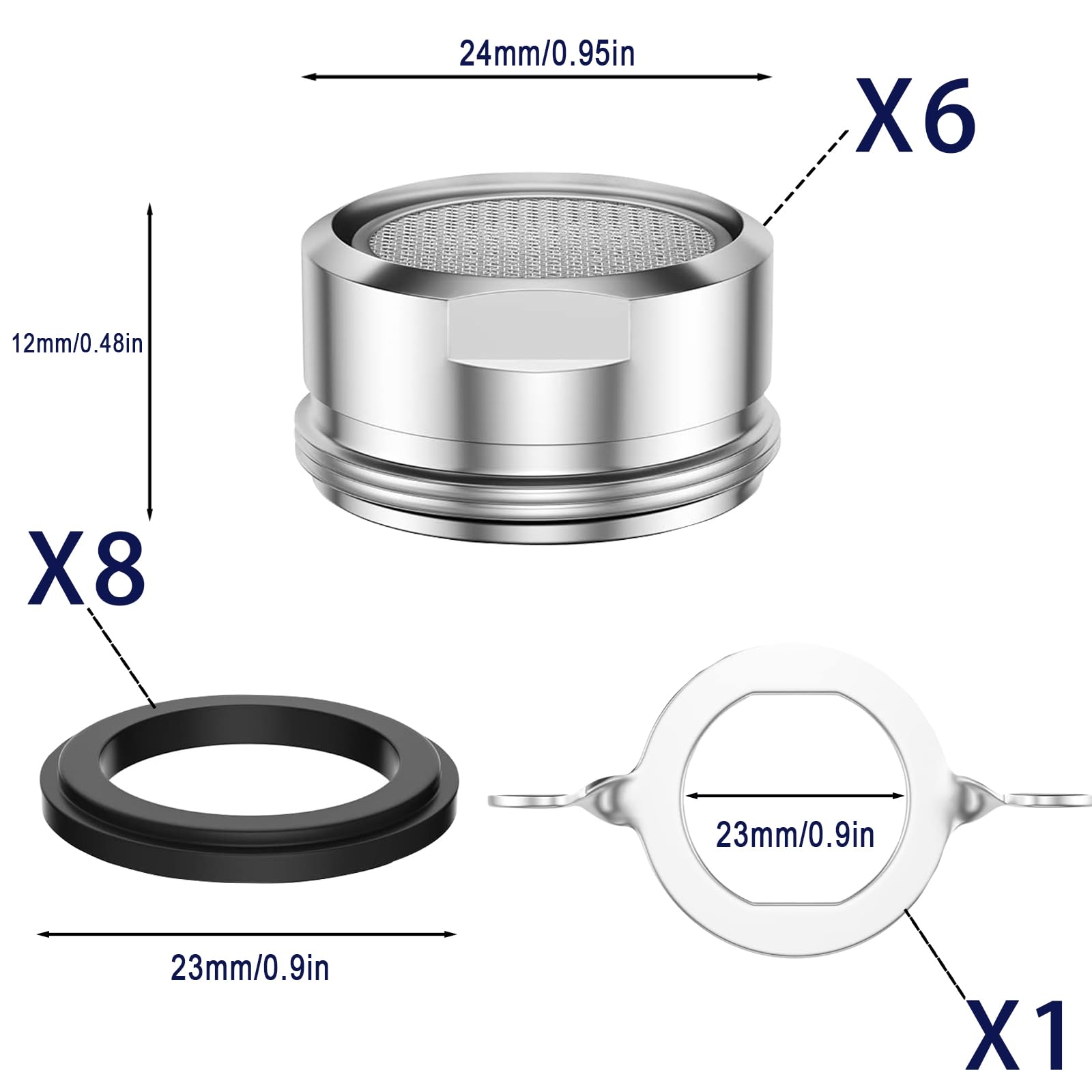 Mousseur Robinet 6 Pièces M24 Filtres, Mousseur Robinet Economiseur D