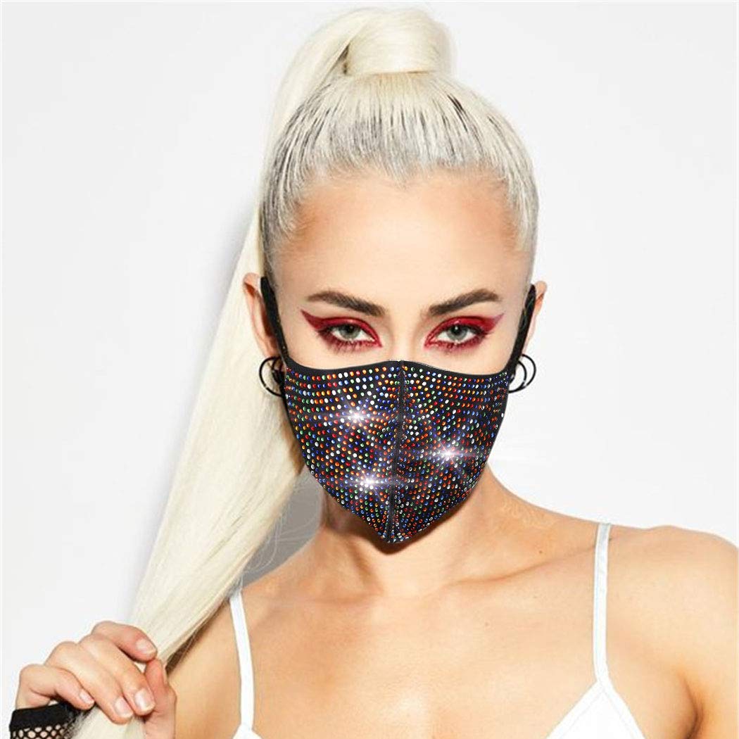 UrieoBling Rhinestones Masks Sequins Face Masks Shiny Masquerade Masks Halloween Ball Party Nightclub Rave Festival for Women and Girls