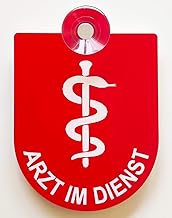 Hinweis Schild Saugnapfschild Arzt Notarzt Dienst Gravur Rot Kunststoff 90x125mm (Arzt im Dienst)