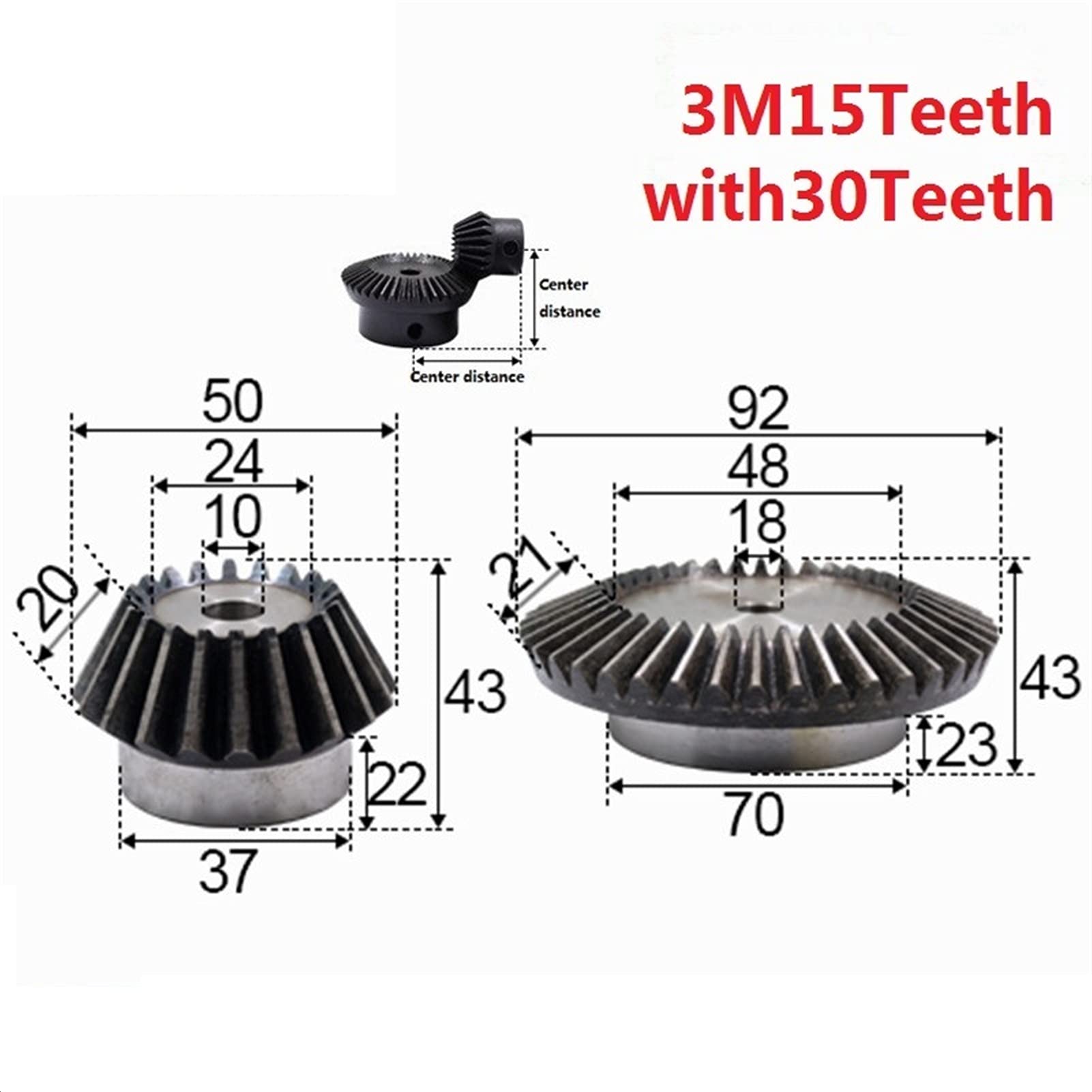 Amazon.co.jp: 2ピース1：2ベベルギア3モジュラス15の歯穴10mm + 30tの