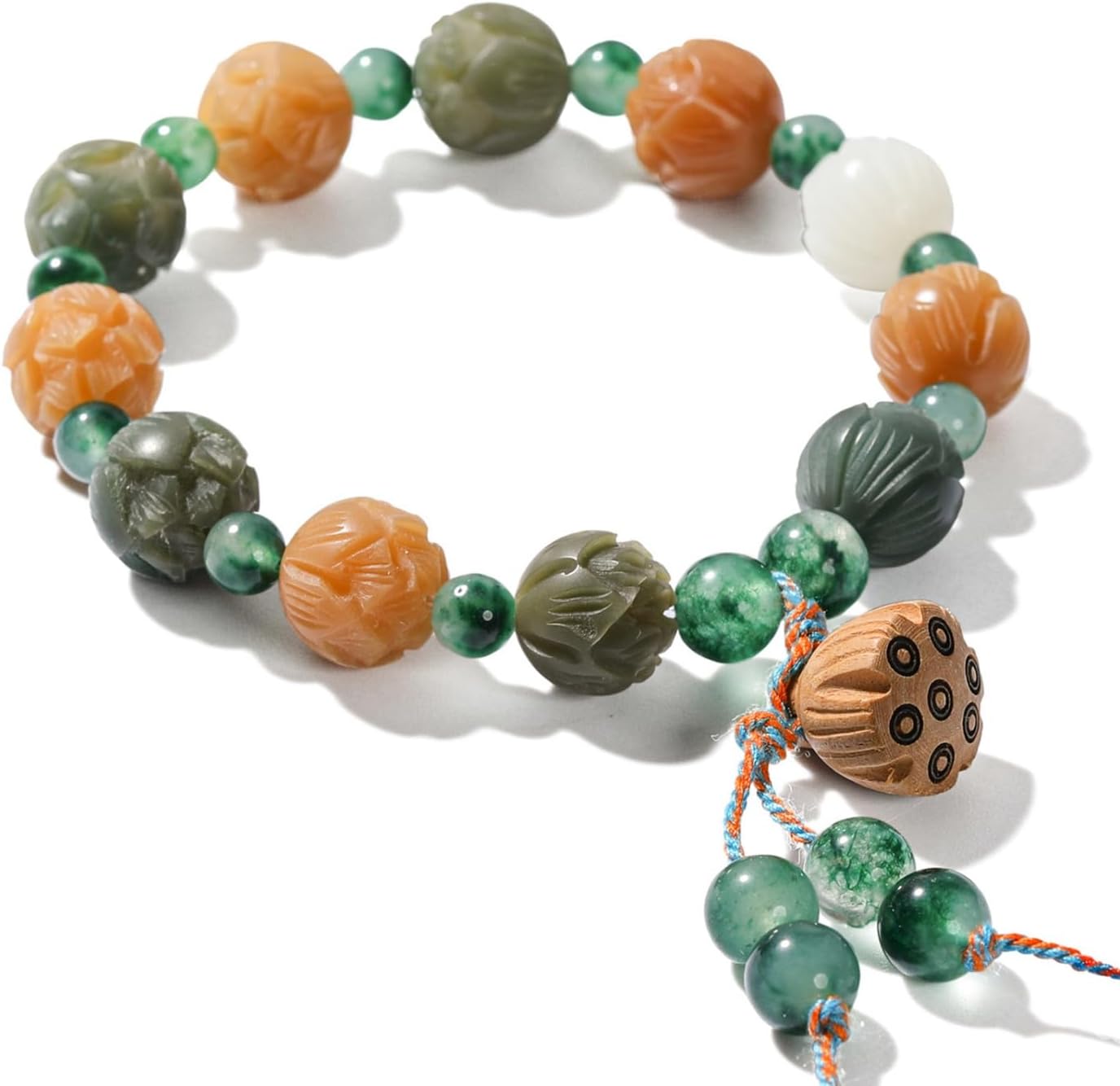 Lotus Bodhi Bracelet Green Sandalwood Bead Bracelet Handmade Gift for Meditation or Yoga