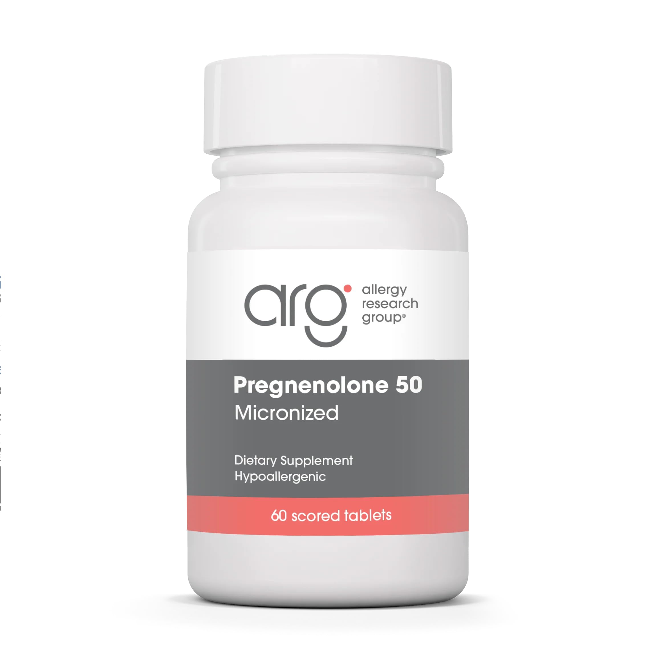 ARG Pregnenolone Micronized 50 mg Hormone Precursor, 60 Tablets