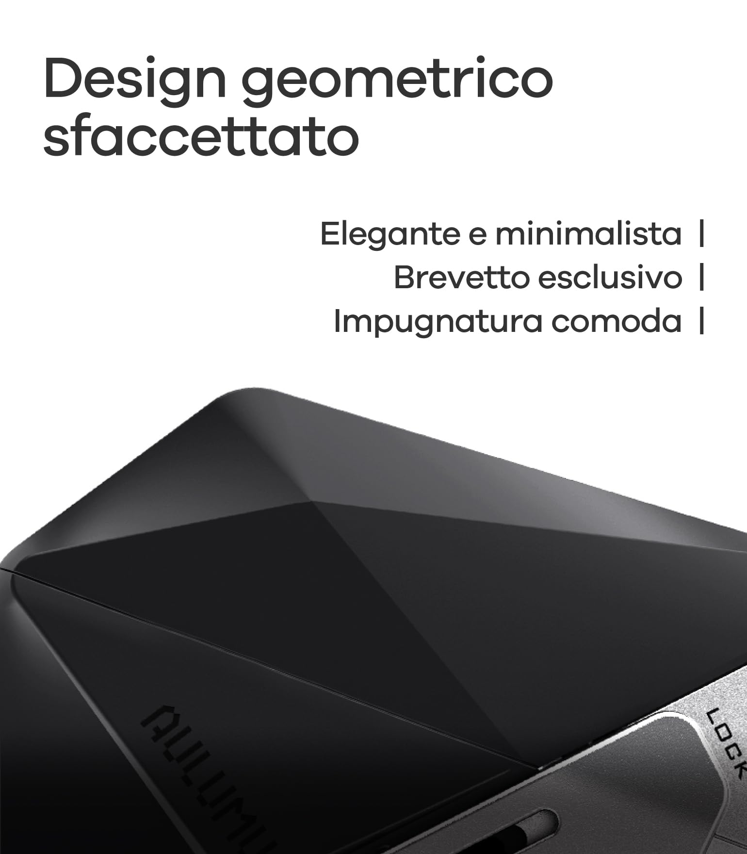 Aulumu A39 Cover per AirPods Pro 3 (2025) Custodia Geometrica con Serratura e Cordino, Case Cover Protettiva con Fibbia in Nylon, Armatura in Lega, Protezione Totale Contro le Cadute, Nero