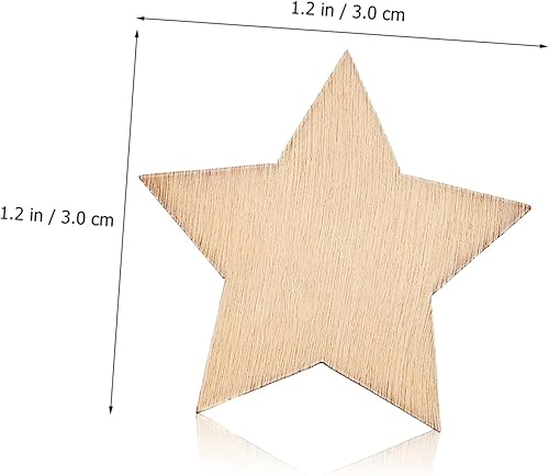 Miniatura 2 de Estrellas de madera sin terminar, 500 unidades, varios tamaños (0.4 in-1.2 in)