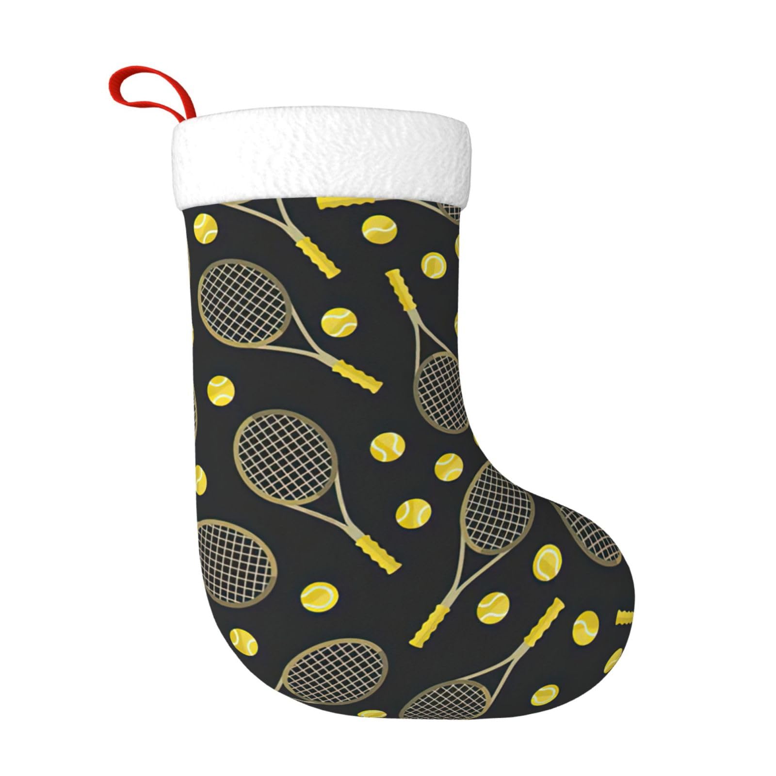 Wurton Funny Tennis Racquets And Tennis Balls Christmas Stocking Xmas Stocking For Party Decor Family Holiday Hanging Stocking