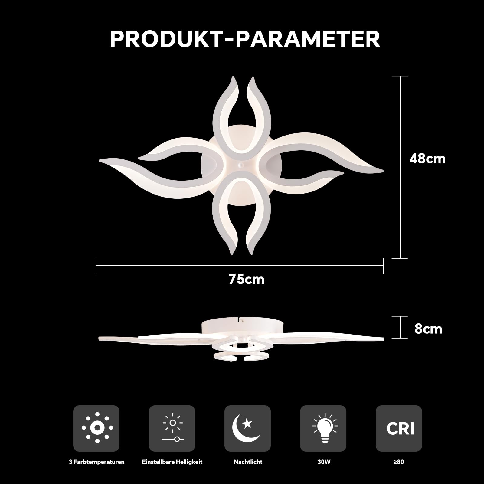 Sky angle Plafoniera LED con Telecomando, Luci a Soffitto Dimmerabili 30W, Lampada a Sospensione Piatta per Soggiorno, Camera da Letto, Bagno, Cucina