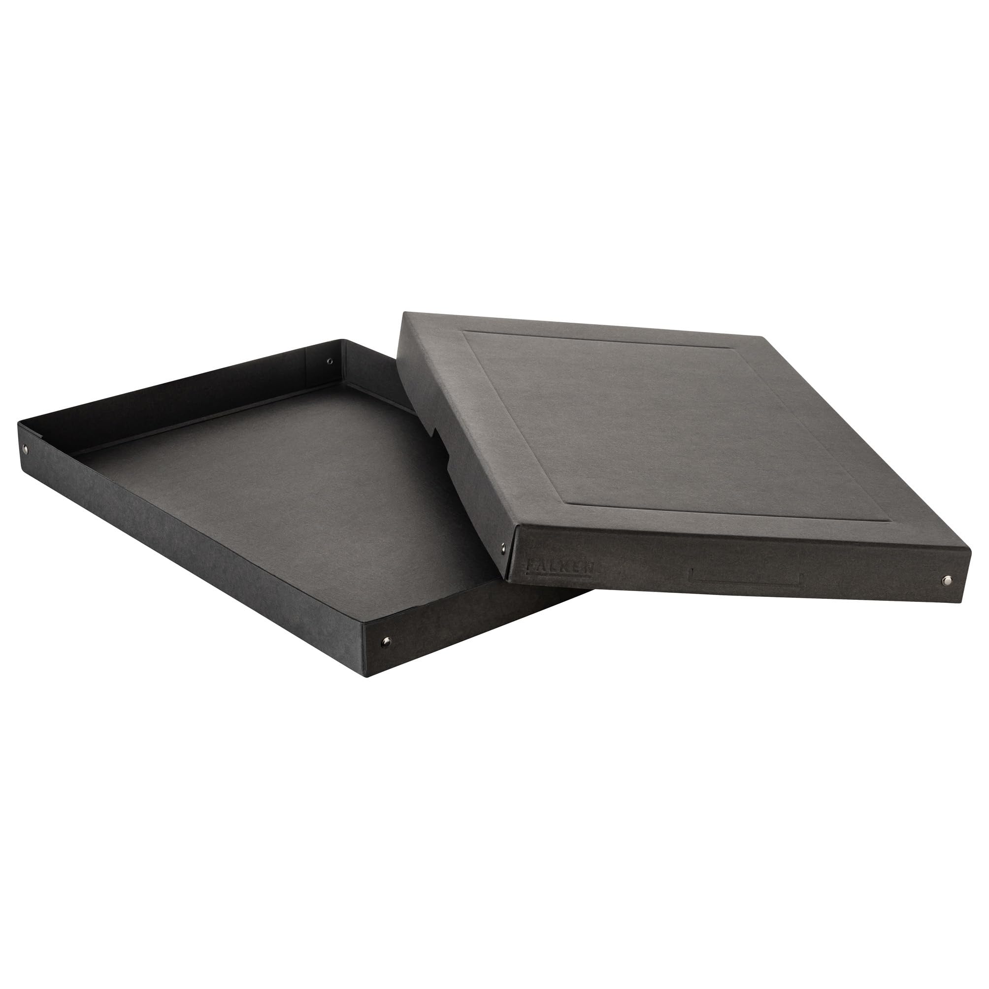 FALKEN PureBox - Caja de almacenamiento con tapa (40 mm, DIN A3, cartón reciclado, resistente, vegano), color negro
