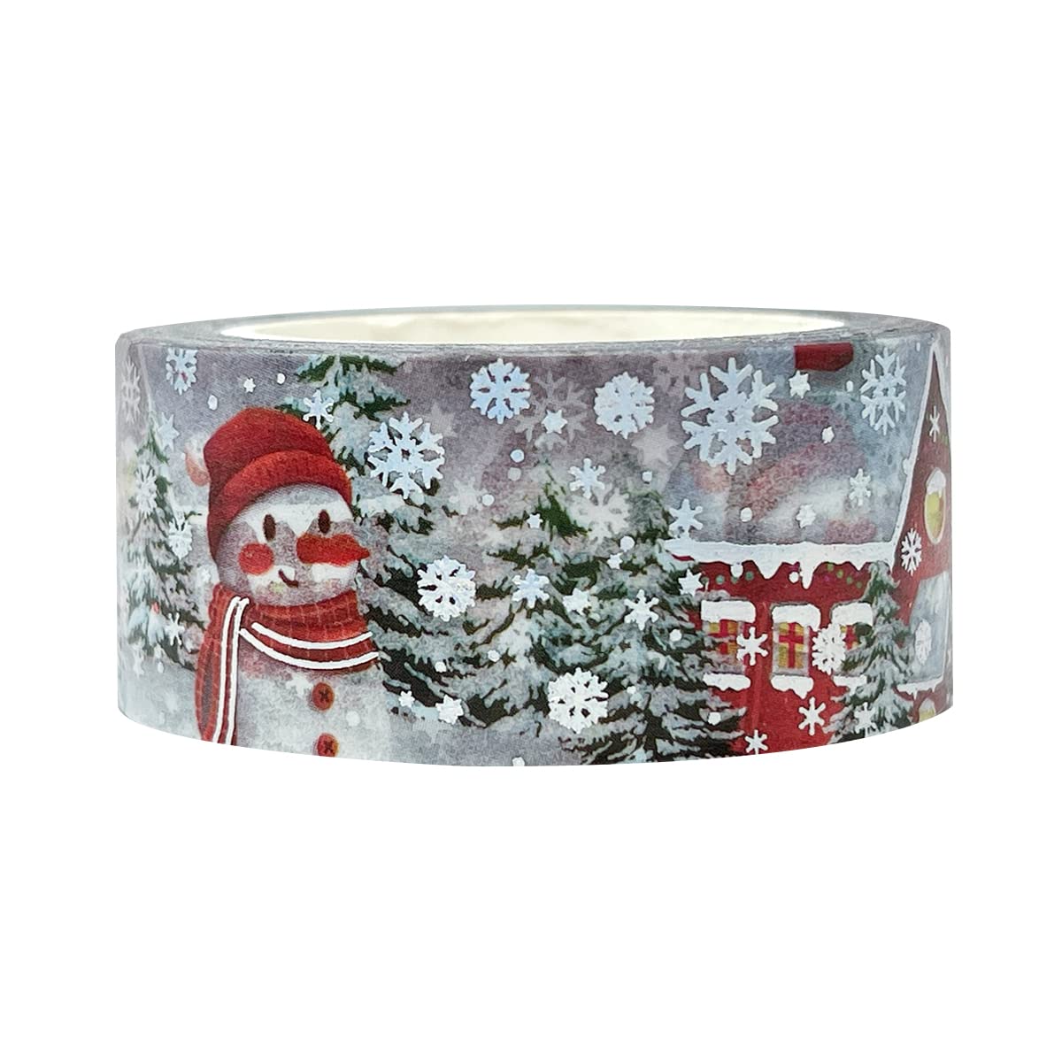 allydrew Holographic Foil Washi Masking Tape, 20mm x 10M, Gingerbread House & Snowman
