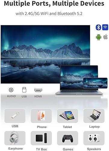 Miniatura 6 de Certificado Netfix y enfoque automático Mini proyector 4K con WiFi y Bluetooth, 1500 ANSI 1080P Full HD Auto Keystone TV, proyector de video de cine