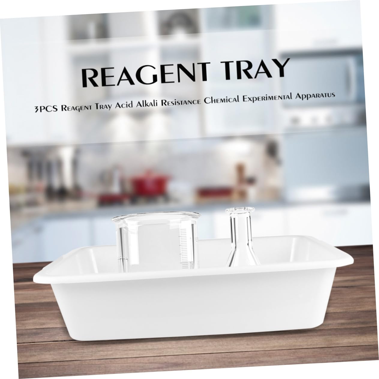 MAGICLULU Set 3 Vassoi per Reagenti Chimici in Plastica, Resistenza ad Acidi e Alcali, Strumenti per Laboratorio Compatti e Leggeri per Apparecchiature Sperimentali Professionali