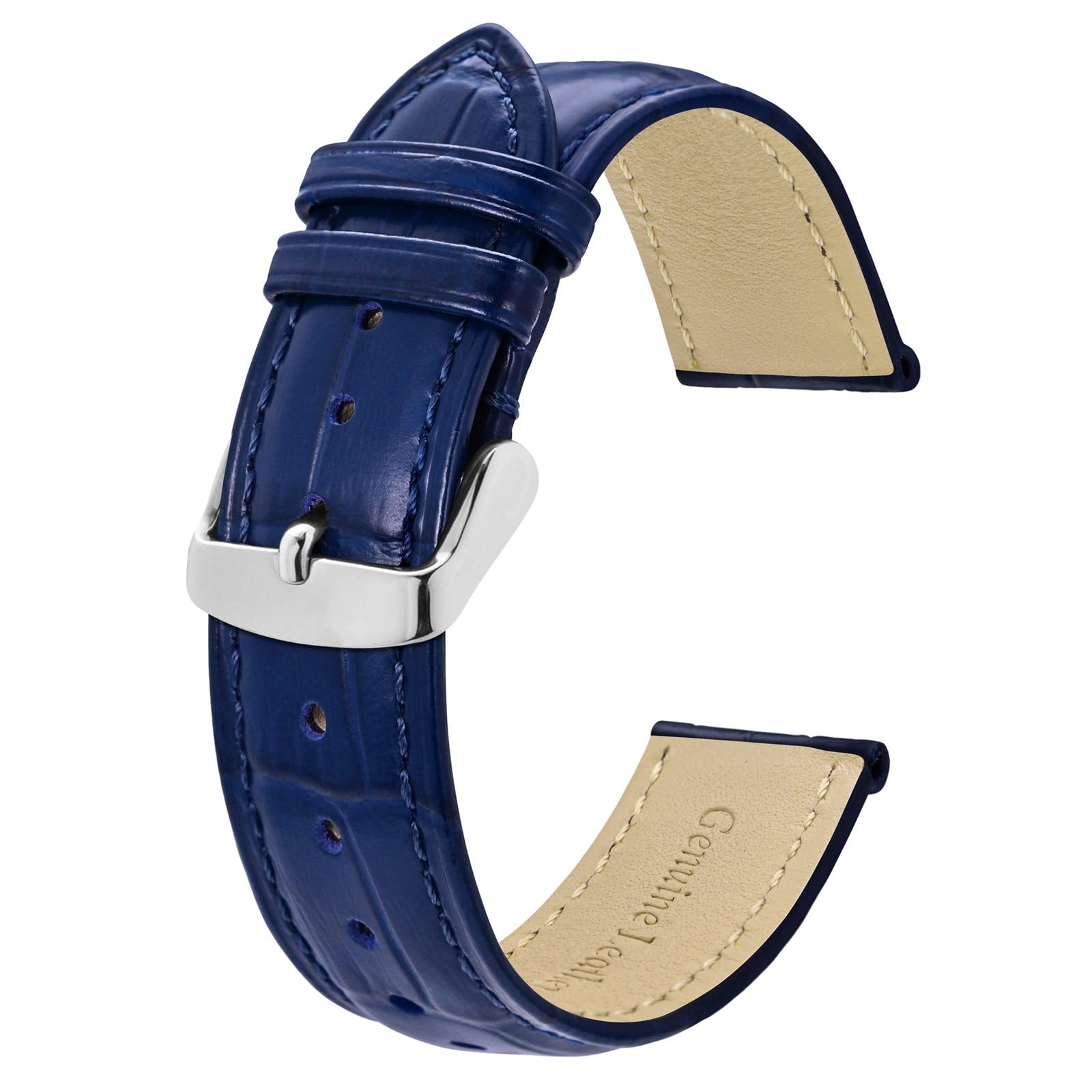 BISONSTRAP Cinturino per Orologi, Cinturini in Pelle Goffrata Alligatore, Larghezza Cinturino: 18mm 20mm 22mm 24mm