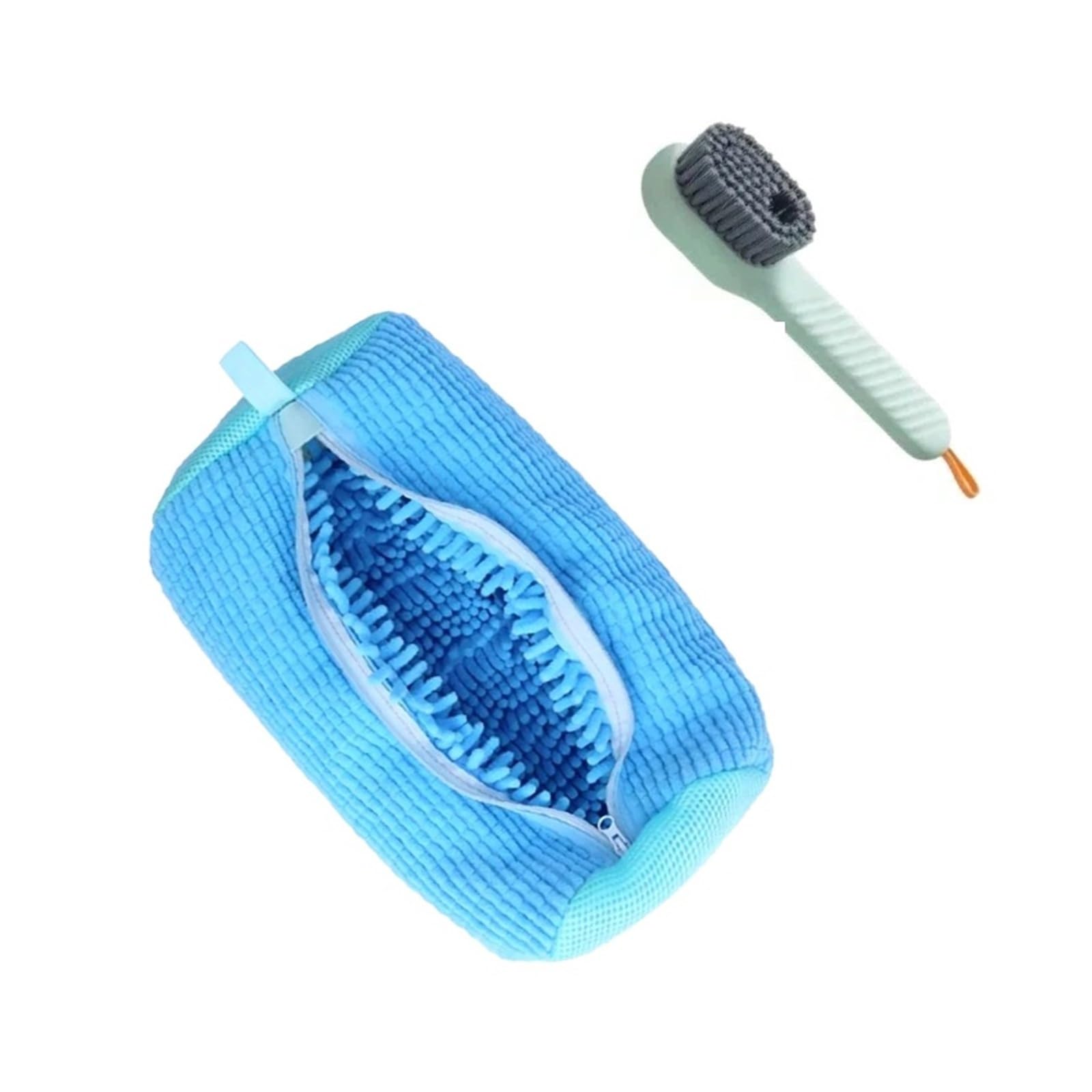 Reusable Durable Fluffy Shoe Washing Bag Cleaning Machine-Washable Laundry Bag with Zipper Closure(2pcs Set Blue)
