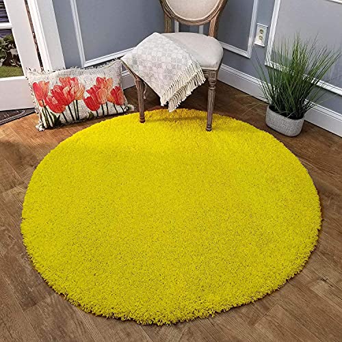 Image of Plush Shag Area Rug for Living Room, 244 cm x 305 cm, Brown (Yellow, 5X5 FEET)