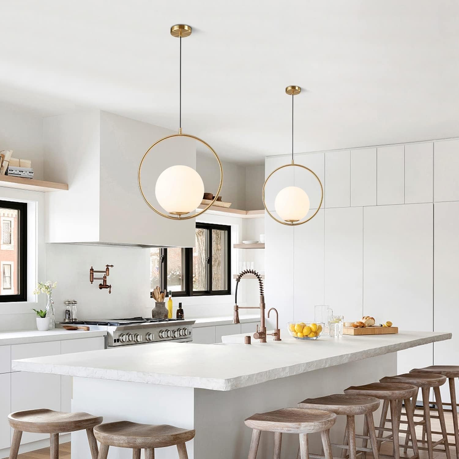 Moderne Hängelampe mit Batterie, Hängeleuchte ohne Stromanschlus,s kabellose Pendelleuchte mit Fernbedienung 9 Farben dimmbar, perfekte dekorative Lampe batteriebetrieben für jeden Raum.(Brass)