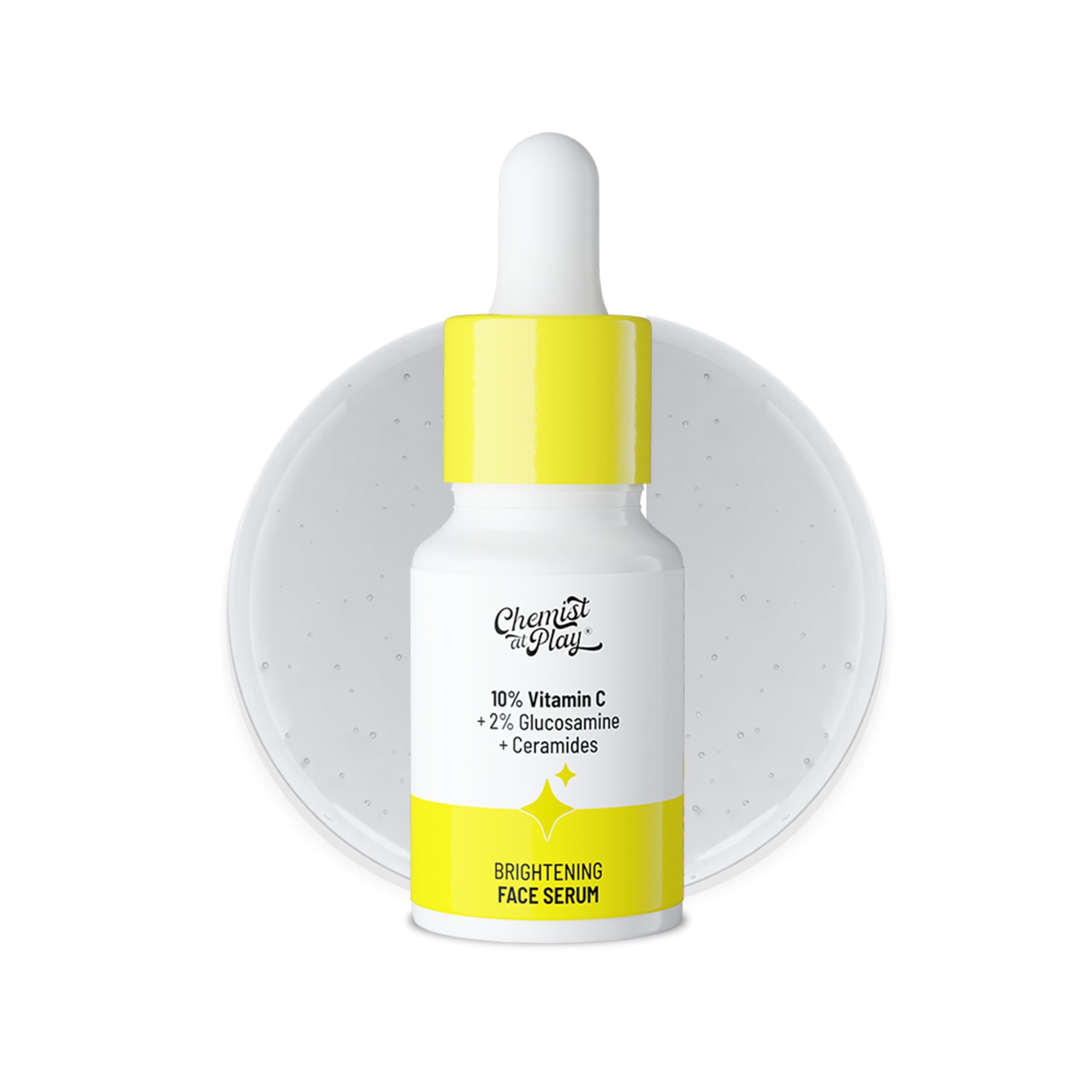 Chemist At Play 10% Vitamin C Face Serum |Brightens & Gives Glow |Fades Dark Spots |Treats Hyperpigmentation| Balances Melanin Production | Ethyl Ascorbic Acid & Glucosamine | For All Skin Types 10ml