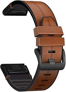 Abanen Leather Watch Bands for Fenix 6 / Fenix 5 / Fenix 7, QuickFit 22mm Soft Genuine Leather with Silicone Sweatproof Wrist Strap for Garmin Fenix 6 Pro/Sapphire,Instinct, EPIX 2,Approach S62/S60