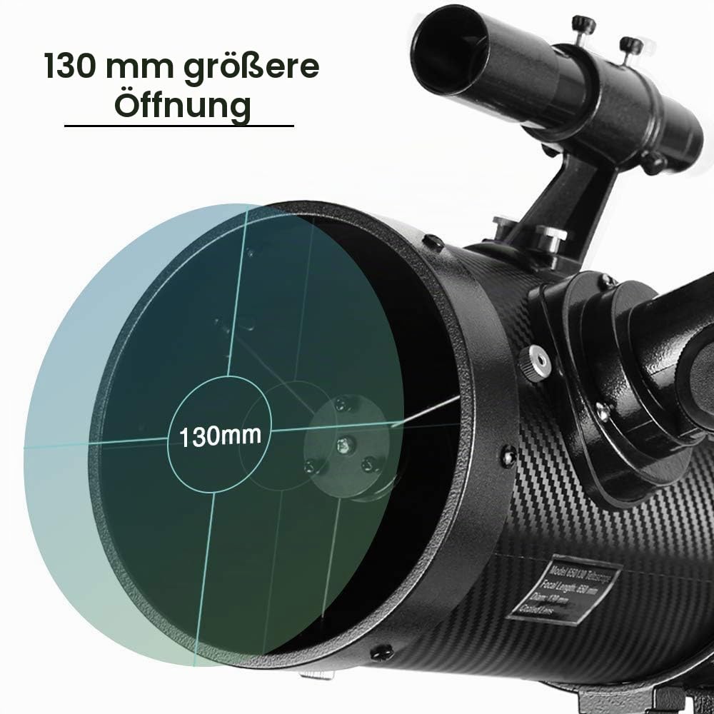 Teleskop 130EQ Newton-Reflektor teleskope für Erwachsene, professionelle Teleskope für Erwachsene Astronomie, kommt mit 1,5X Barlow-Linse Smartphone-Adapter & 13% T Mondfilter