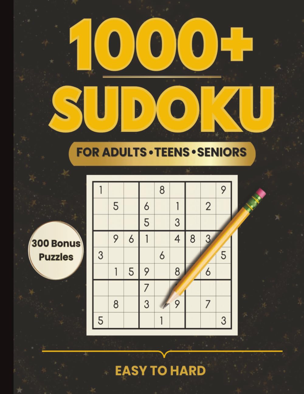 1000+ SUDOKU For Adults, Teens & Seniors Easy to Hard Bonus 300 Puzzles