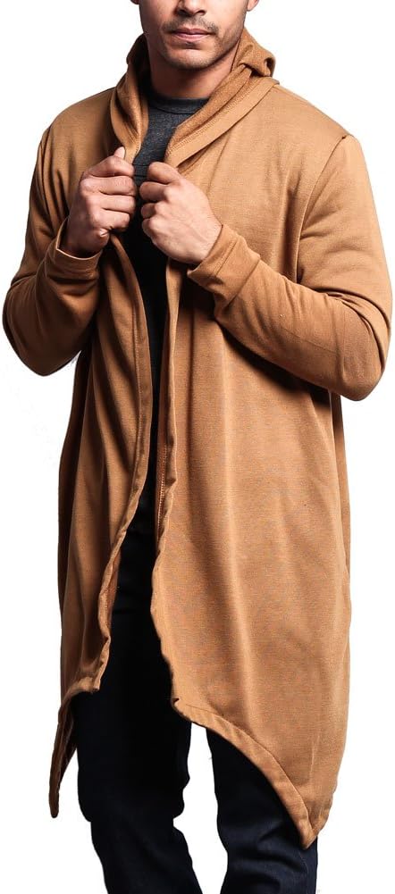 VICTORIOUS Men's Long Length Cloak Cardigan Hoodie