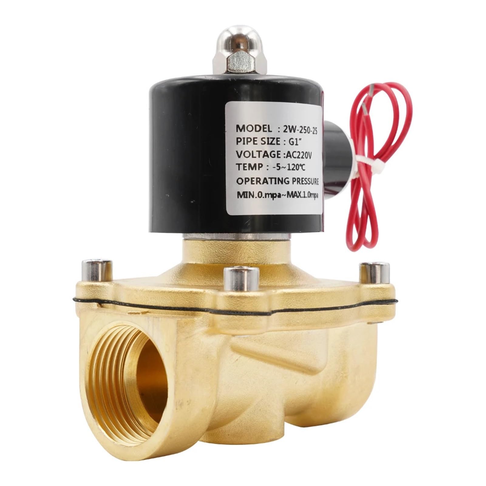 G 1/8"1/4" 3/8" 1/2" 3/4" 1" 1-1/4" 1-1/2" 2" Elektrisches Magnetventil, Normalerweise Geschlossen, Pneumatisch Fit For Wasser, Öl, Luft, AC220V DC12V24V(1/2",DC 12V_NBR)