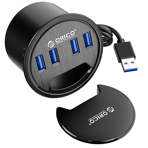 ORICO Desk Grommet, 4 Port USB 3.0 Hub, 5Gbps Data Transmission with 4.9ft Cord for Diameter 2.36" or 60MM Hole, Office Accessories, for PC, Flash Drive, HDD Enclosure and Other USB Devices - 4 USB