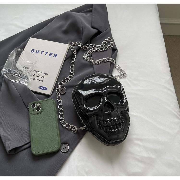 Cute Halloween Purse Skull Purse, y2k Grunge Halloween Purses and Handbags Skull Purse Novelty Purse Women Crossbody (black) 6