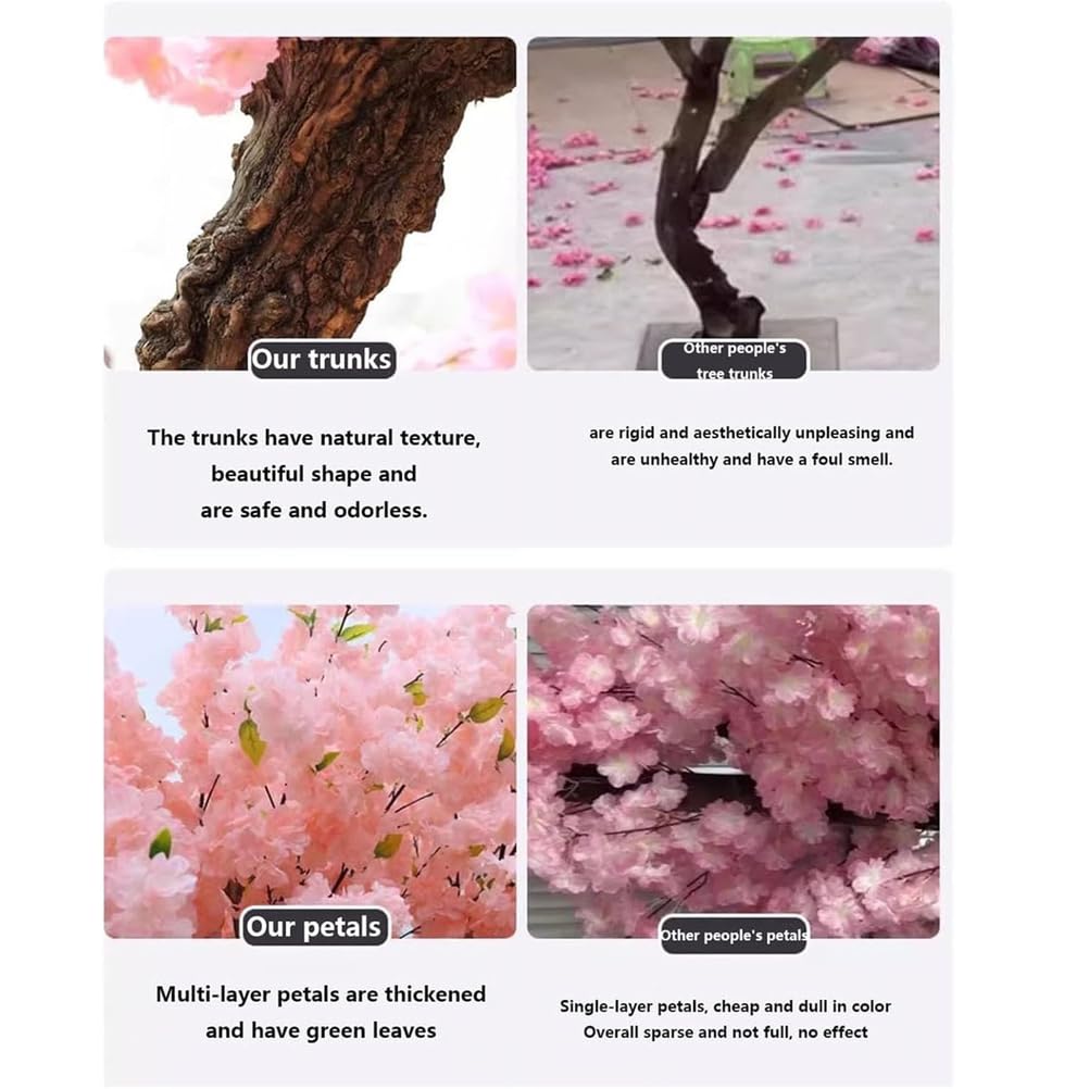 Großer künstlicher Kirschblütenbaum, 1,5 m, japanische rosa blühende Pflanze für Zuhause, Büro und Schlafzimmer, Dekoration, realistischer Look, für drinnen und draußen