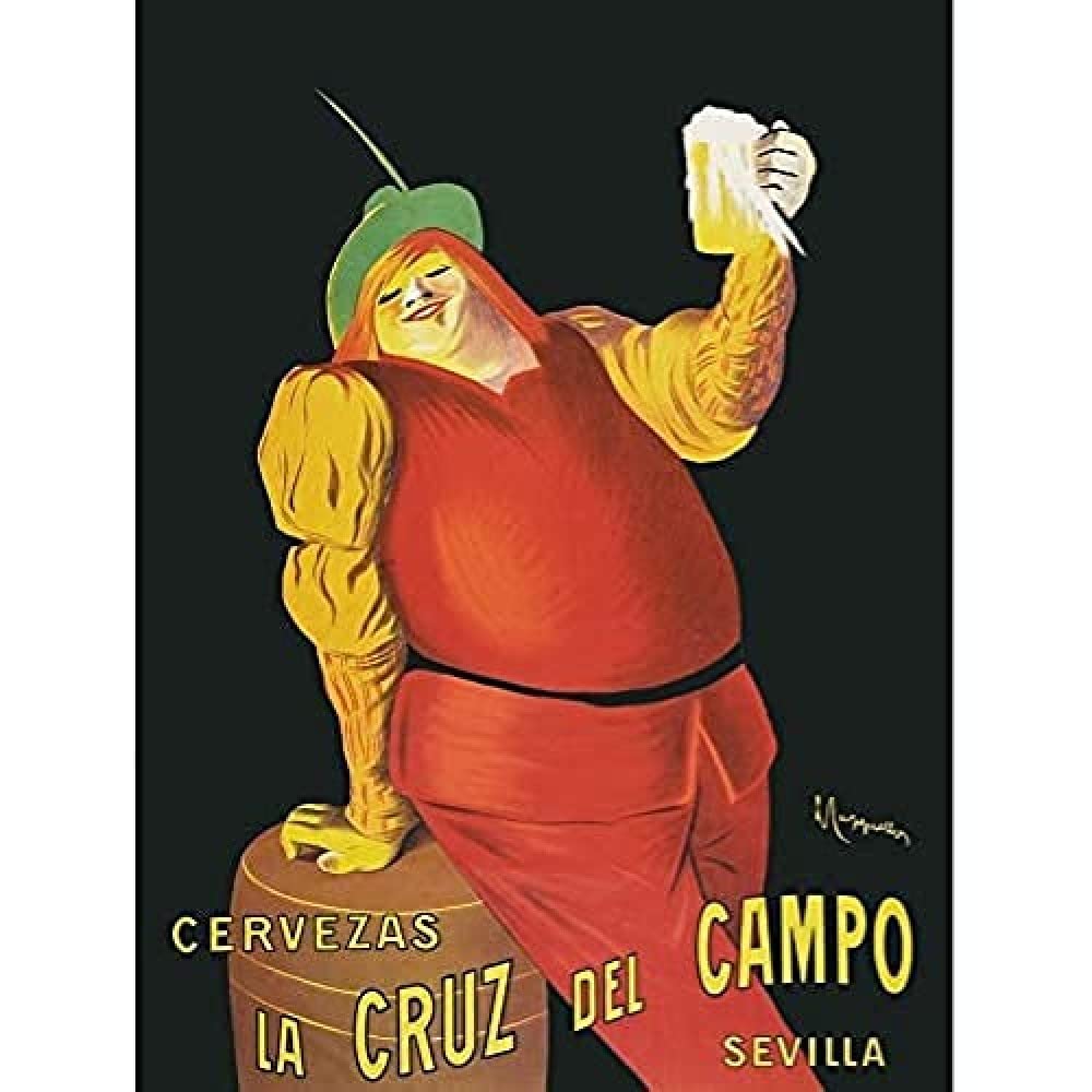 Cappiello Cervezas Cruz Campo Beer Advert Art Print Canvas Premium Wall Decor Poster Mural