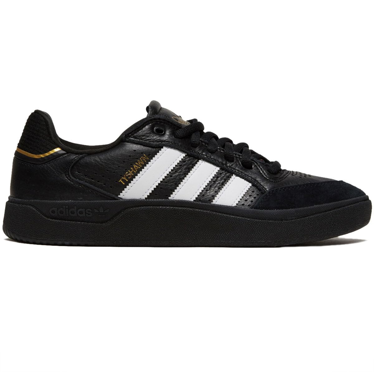 Adidas Tyshawn Low Shoes - New Black/White/Gold Metallic - 9.0