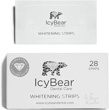ICY Bear Teeth WHITENING Strips   Pap Technology - Effective Stain Removal for Brighter White Teeth   Easy Application, Comfortable Fit, Perfect for Home Use   Instant Smile Enhancement
