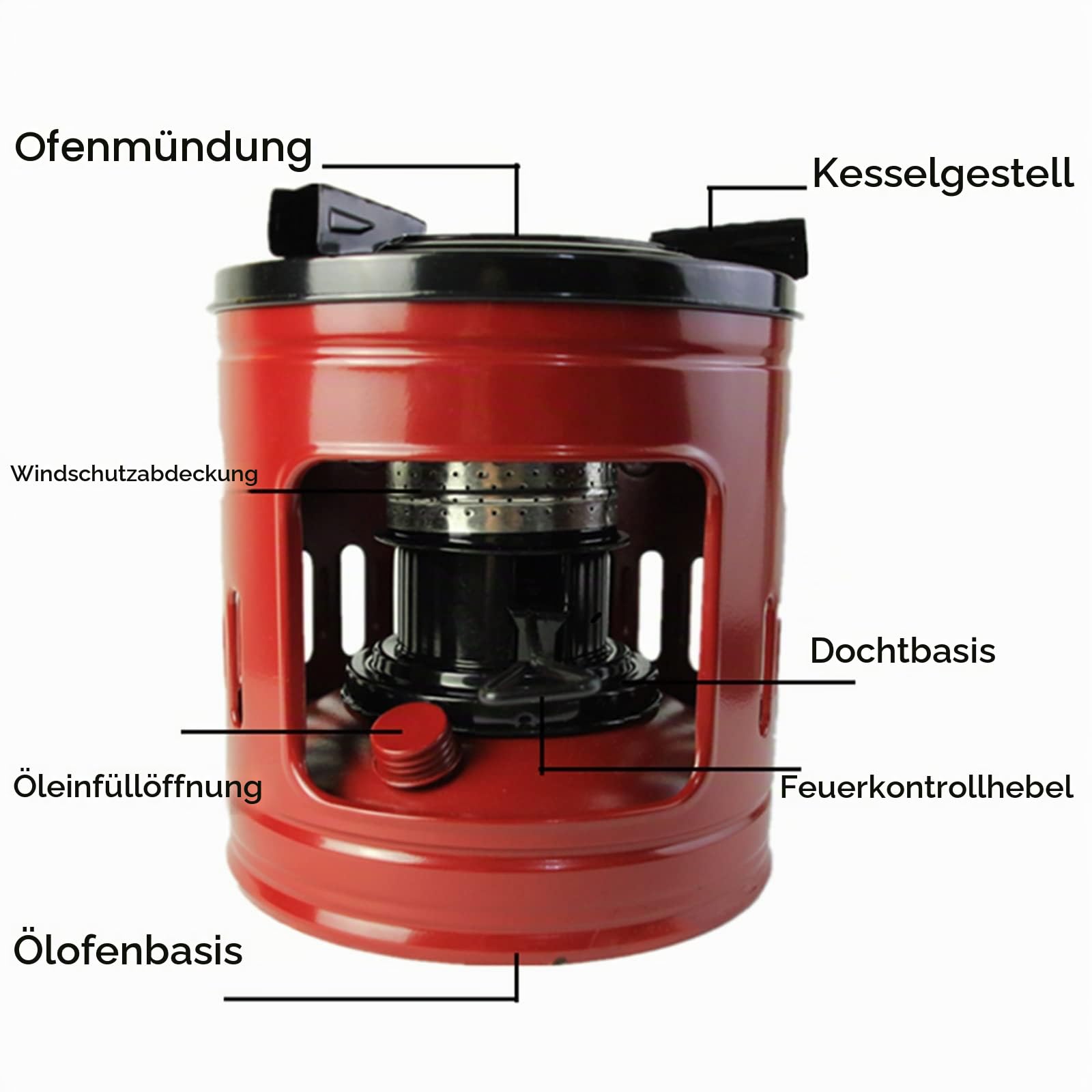 Kompakter Diesel Petroleum ​Heizofen, 21 * 22 cm Outdoor-Kocher, Mini Petroleumheizer Petroleumofen Für Camping, Picknick, Wandern, Heizen, Kochen Und Grillen, 1,5 L