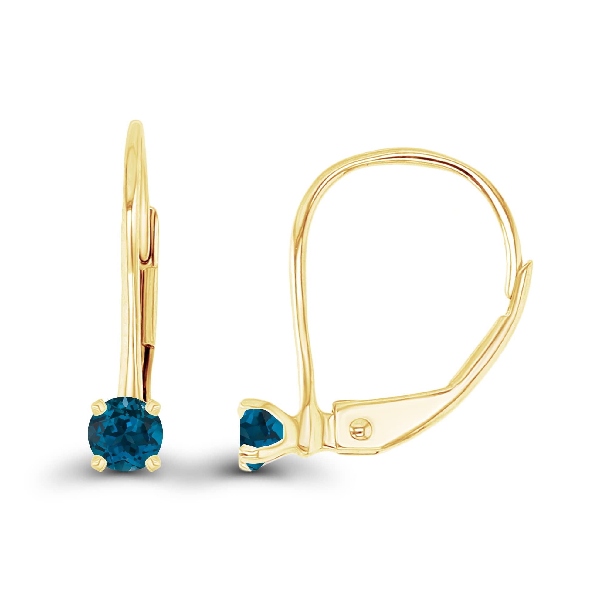 DECADENCE14k Gold Plated 925 Sterling Silver 3mm Round Hypoallergenic Genuine Birthstone Leverback Earrings